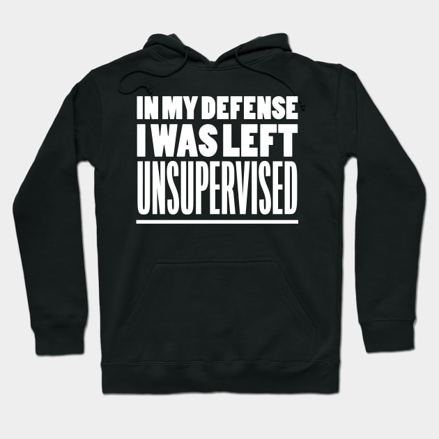 In My Defense I Was Left Unsupervised Hoodie by Bilzar